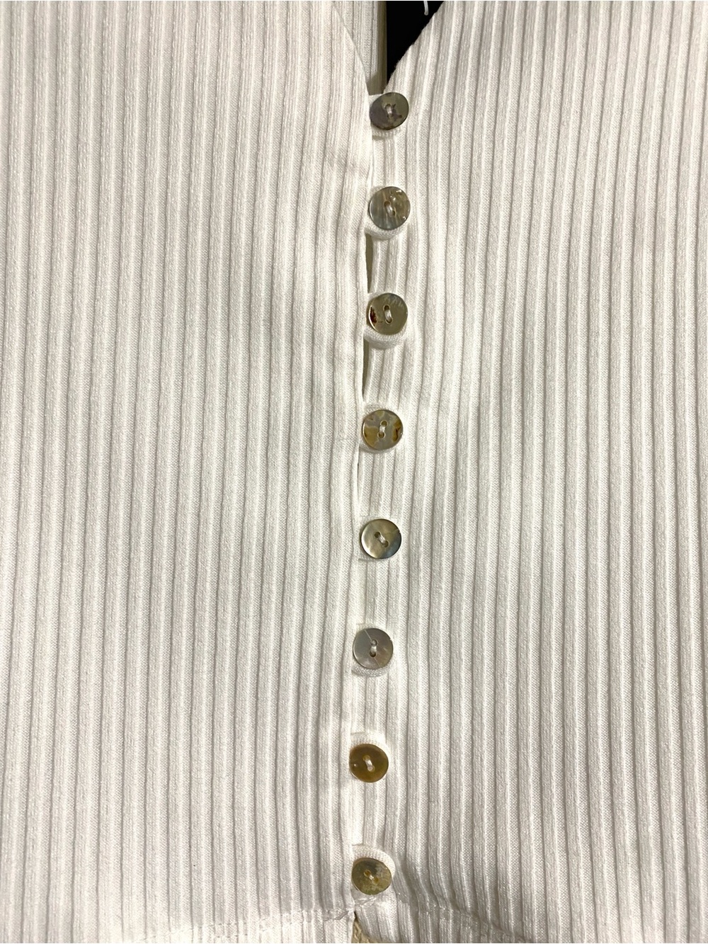 Lulus My Everyday Best White Ribbed Button Front Shirt Sleeve Top Size S NWT - Picture 6 of 11